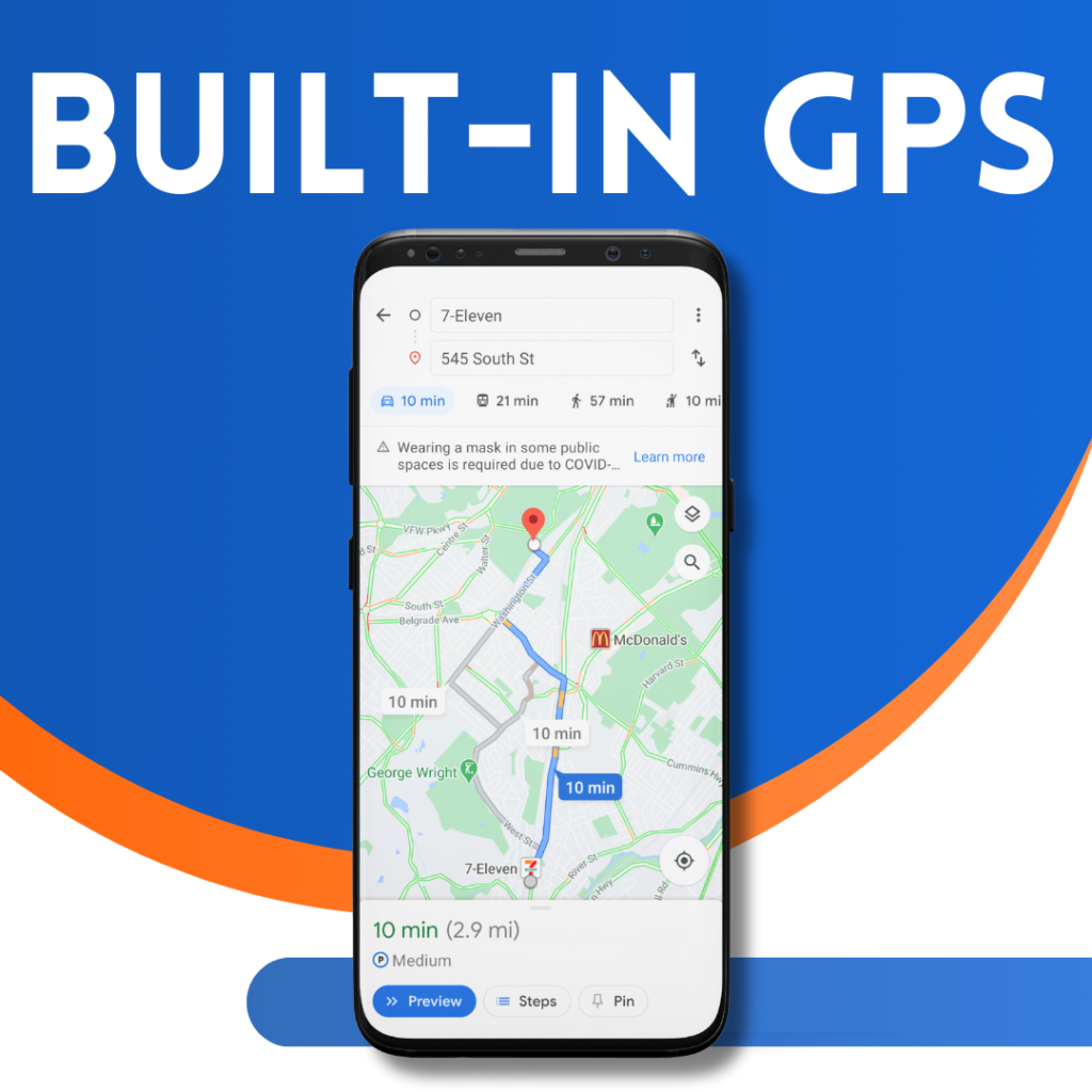 Screen shot of built in navigation in ezbz app on a phone