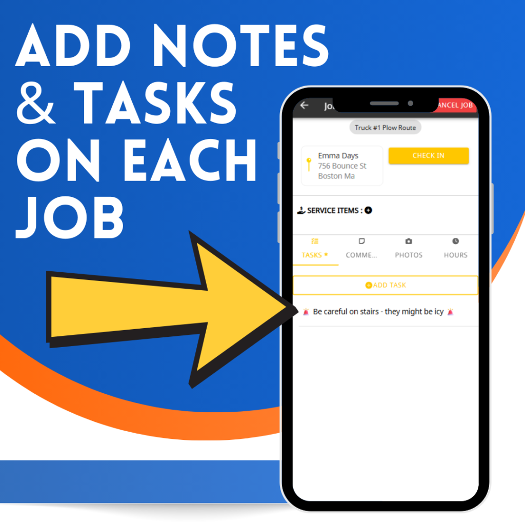screen shot of service items on a job in the ezbz app